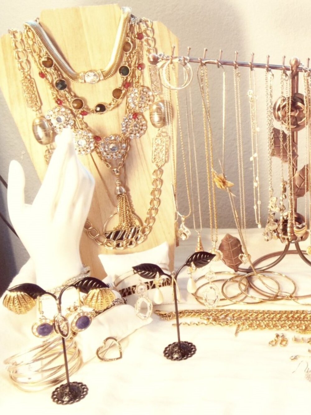 Vintage Mod Goldtone Jewelry Lot of 74 4lbs+ Signed Monet Trifari Ann Taylor +